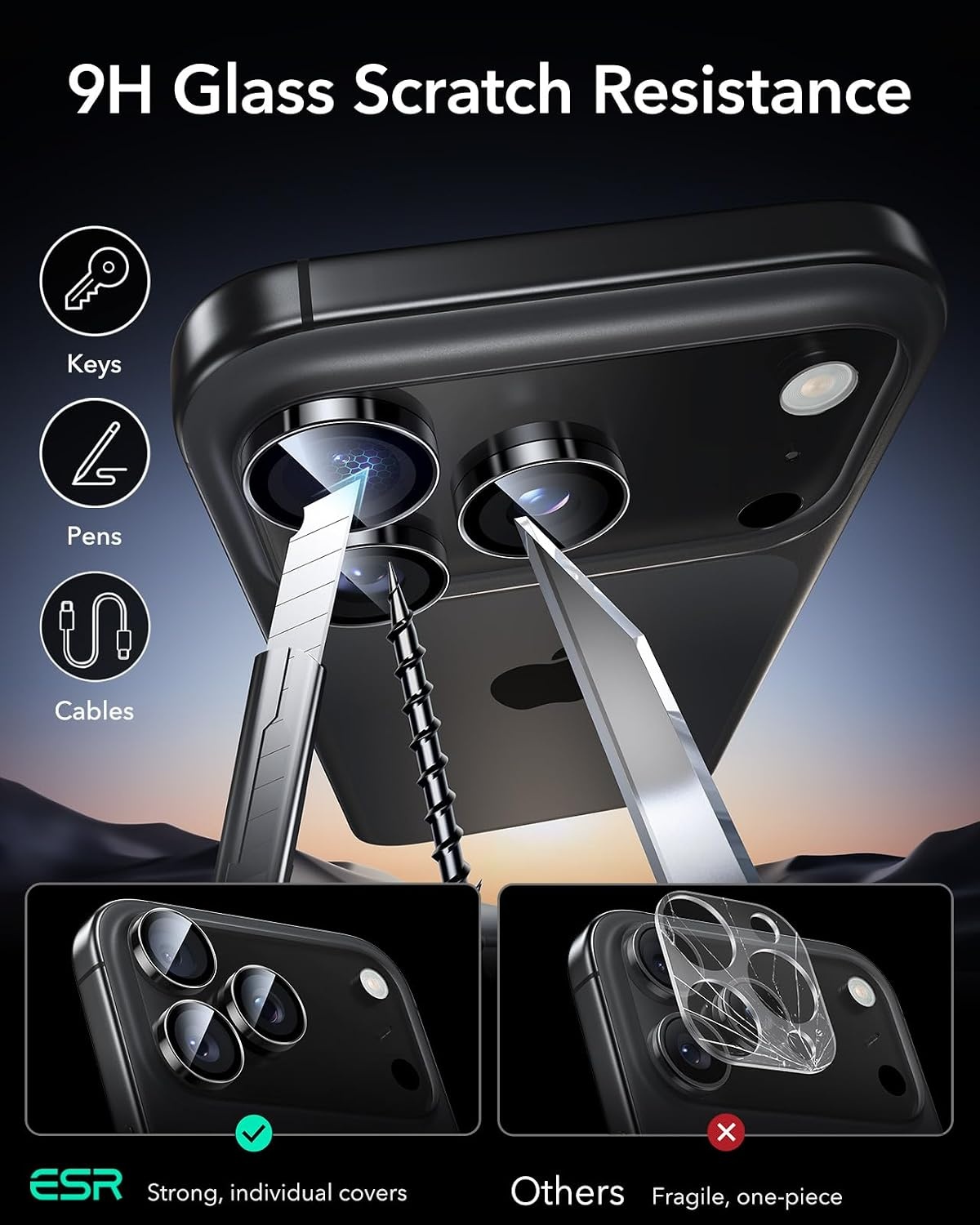 image:imageESR for iPhone 18 Pro Max18 Pro Camera Lens Protector 2 Pack BlackBlack