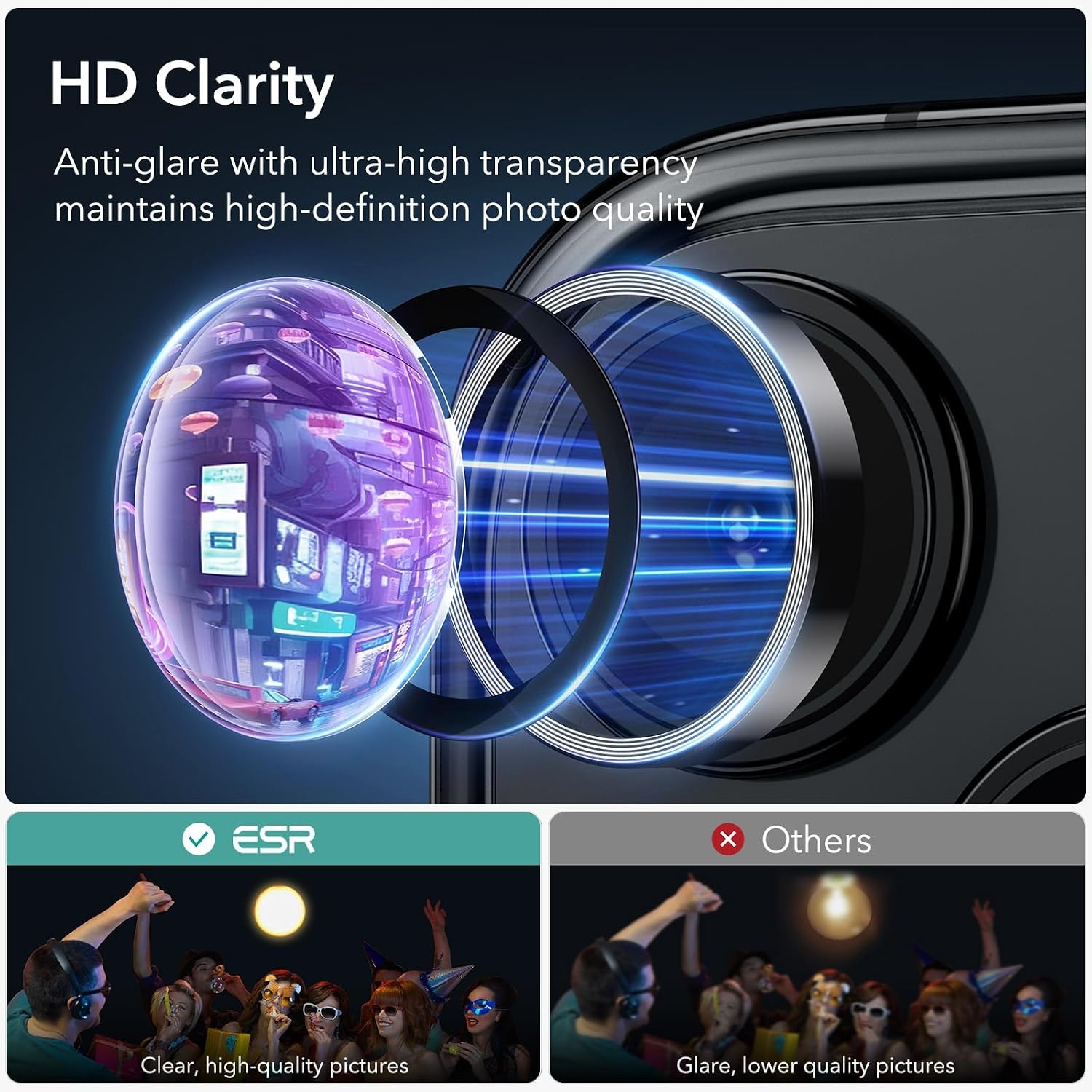 image:imageESR for iPhone 18 Pro Max18 Pro Camera Lens Protector 2 Pack BlackBlack
