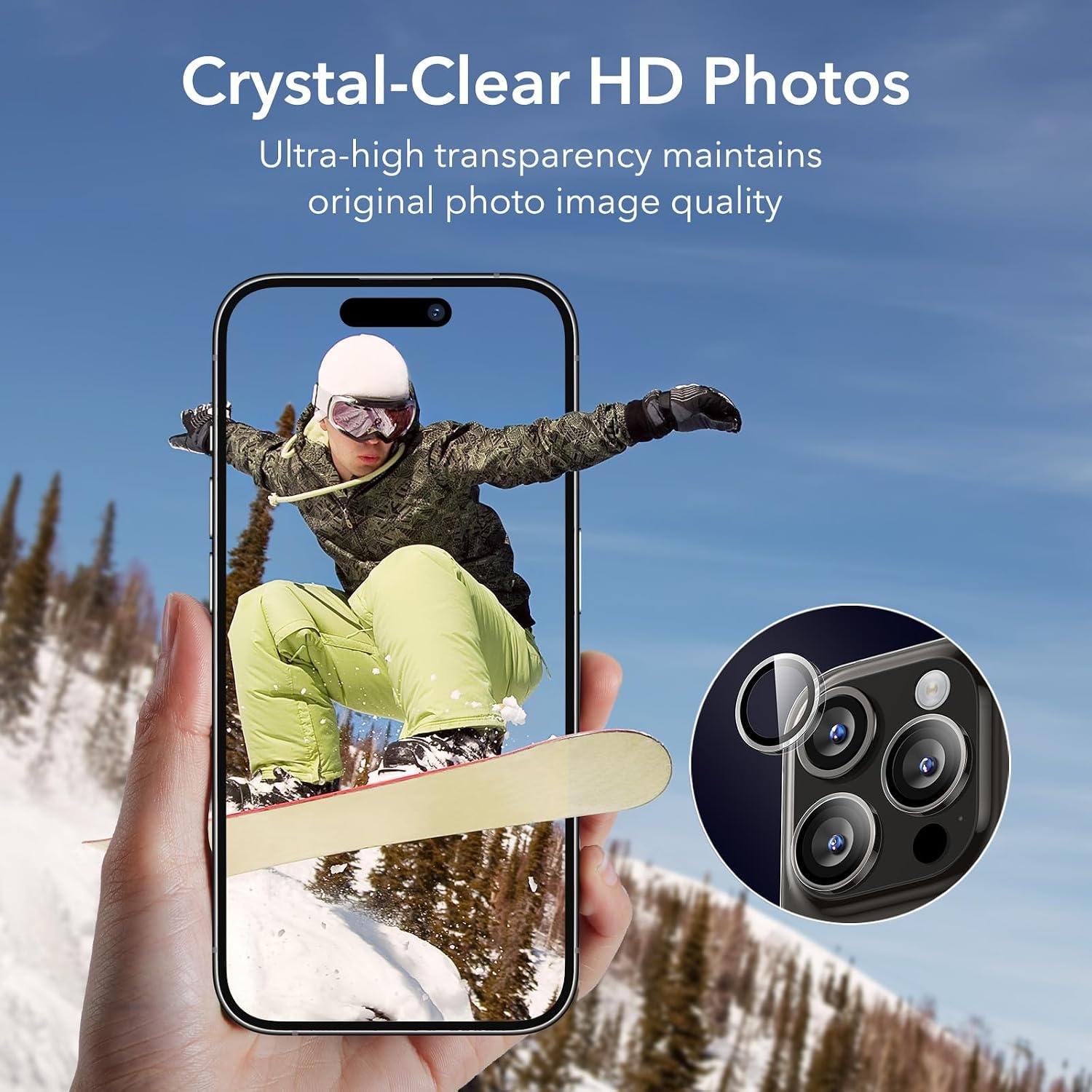 image:imageESR for iPhone 18 Pro Max18 Pro Camera Lens Protector 2 Pack BlackClear
