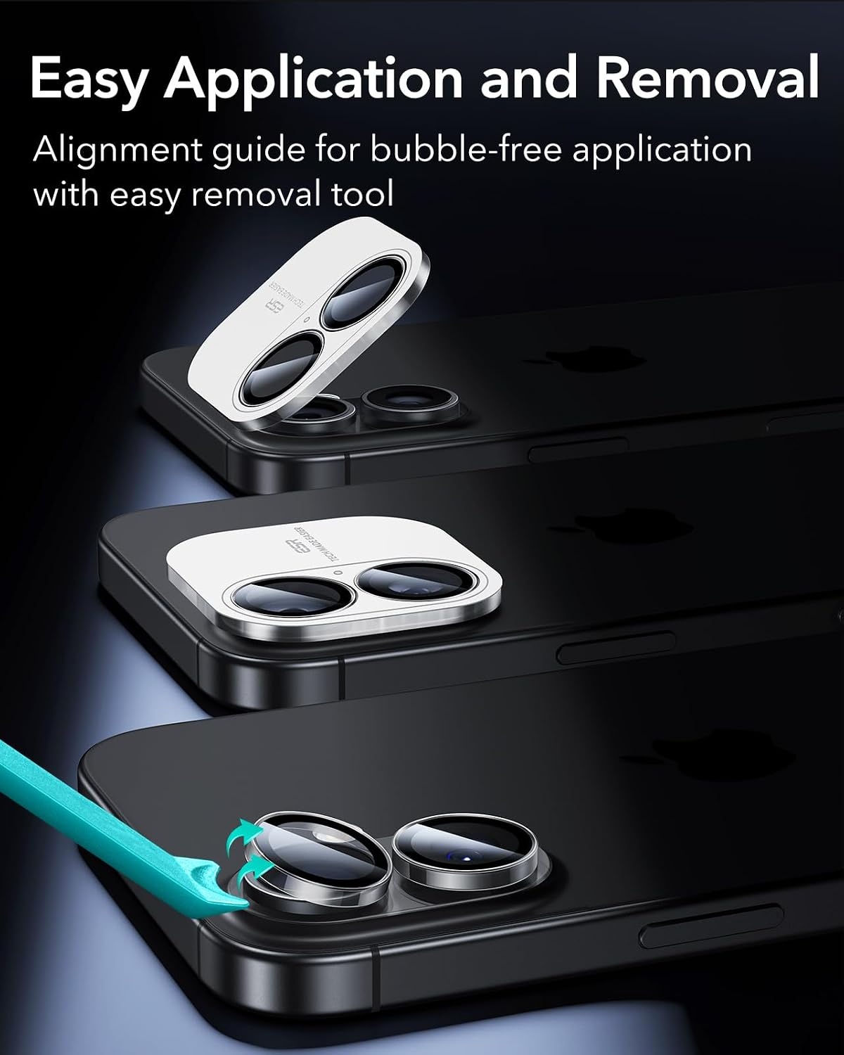 image:imageESR for iPhone 18 Pro Max18 Pro Camera Lens Protector 2 Pack BlackClear