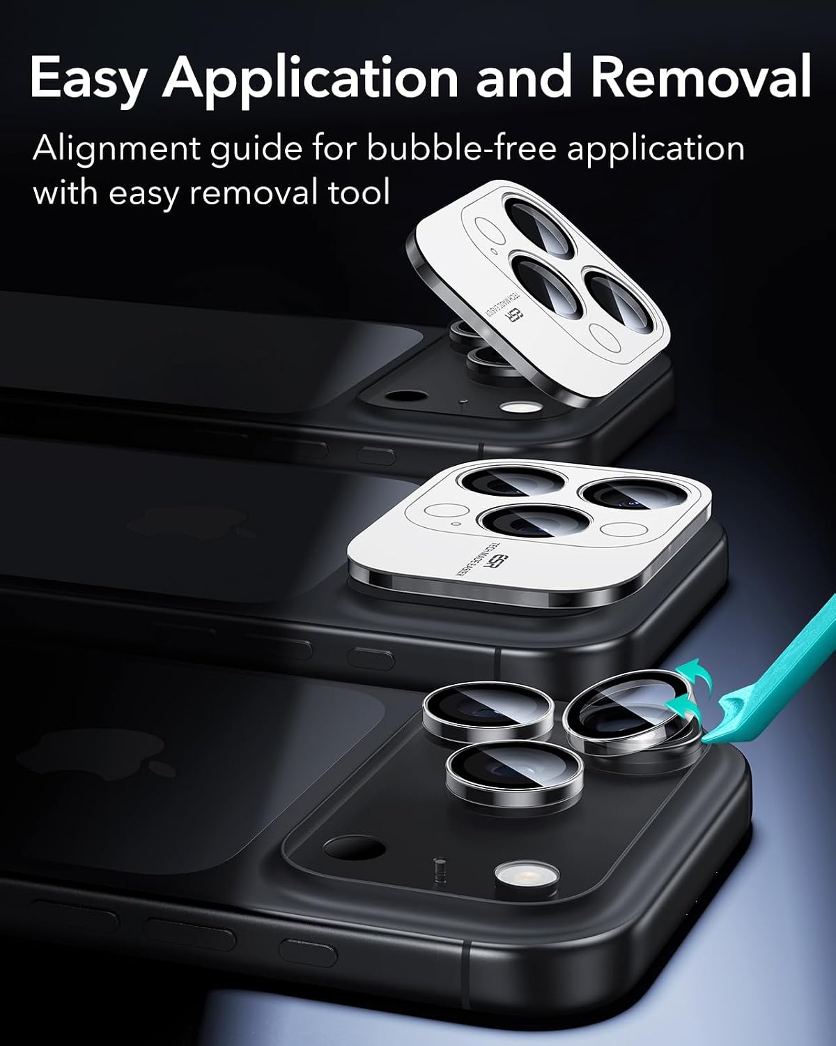 image:imageESR for iPhone 18 Pro Max18 Pro Camera Lens Protector 2 Pack BlackClear