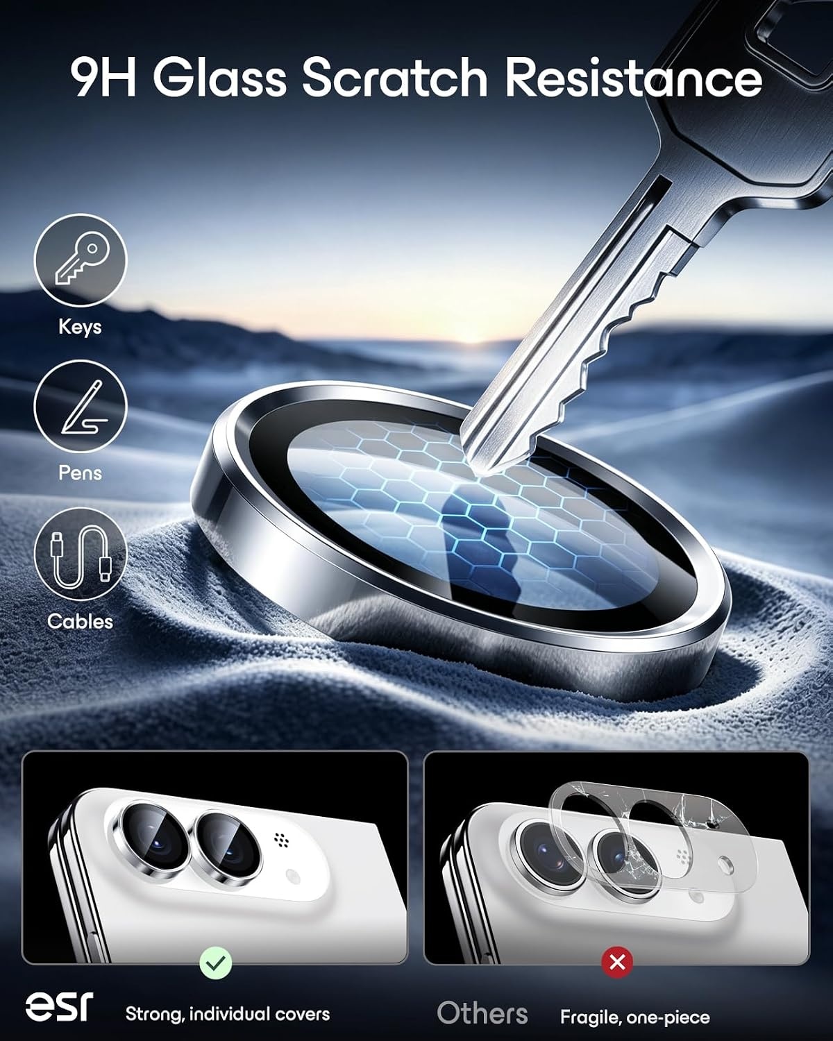 image:imageESR for iPhone 18 Pro Max18 Pro Camera Lens Protector 2 Pack BlackSilver