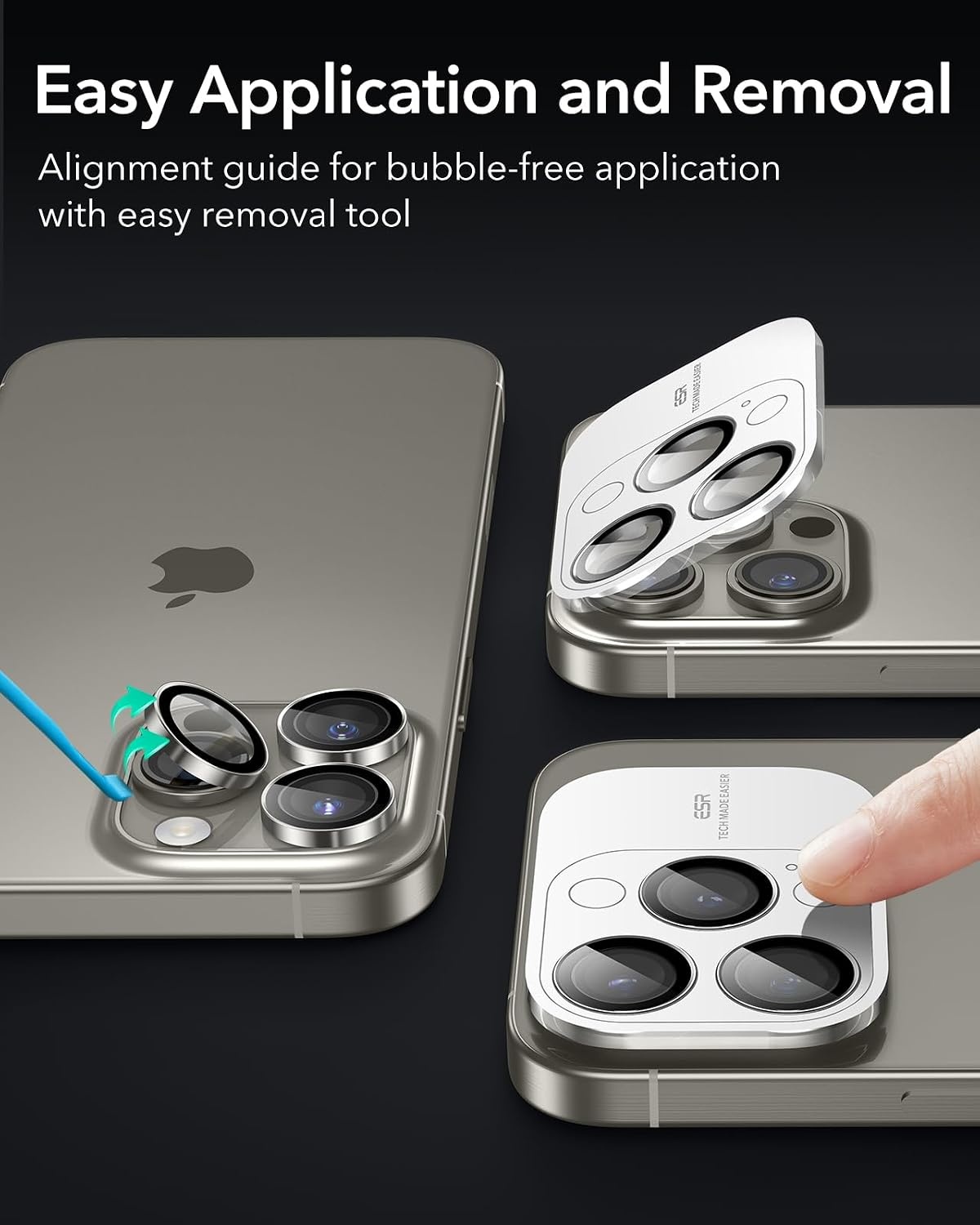 image:imageESR for iPhone 18 Pro Max18 Pro Camera Lens Protector 2 Pack BlackTitanium