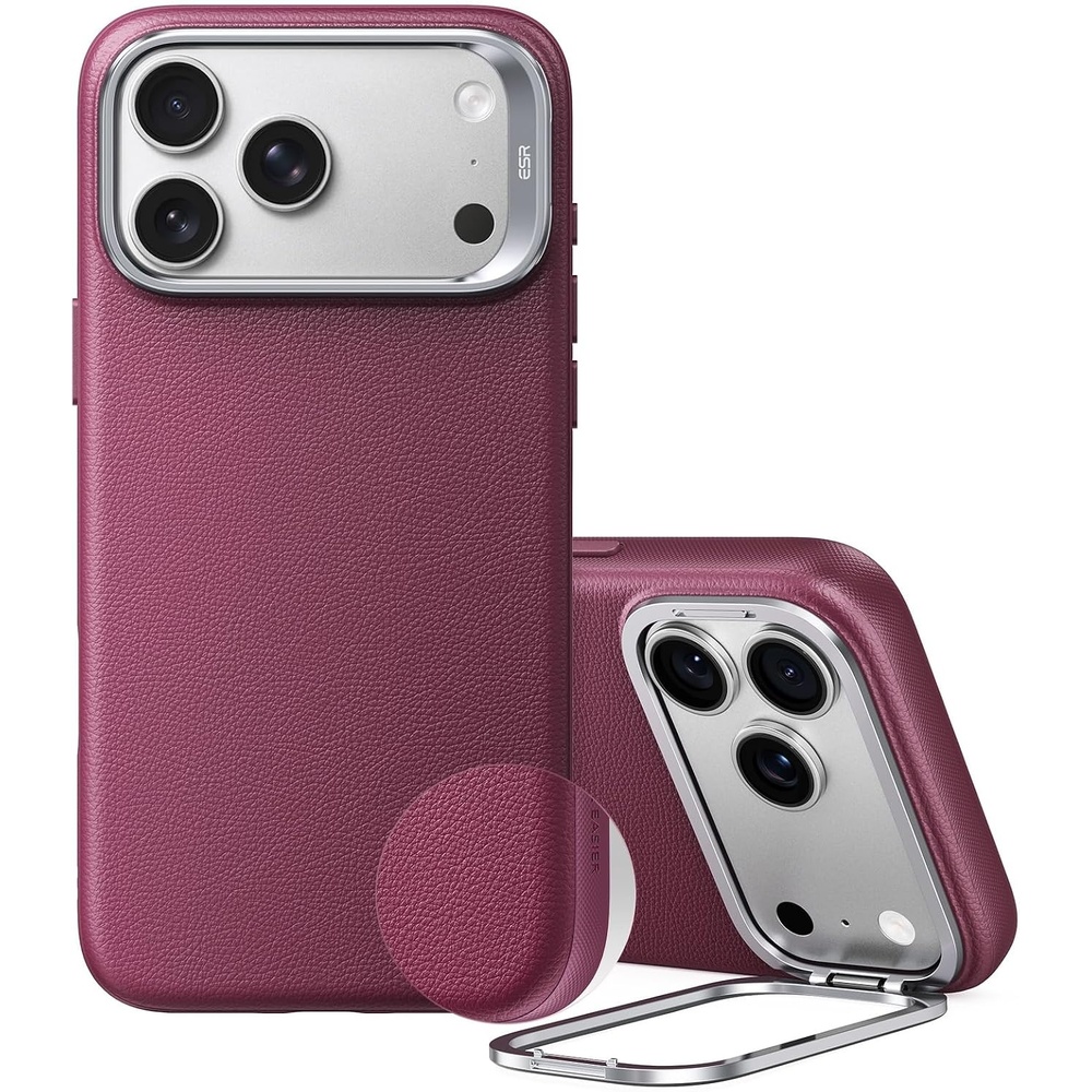 image:imageESR Atelier for iPhone 18 Pro17 Pro Case with Flex Stand BlackBurgundy