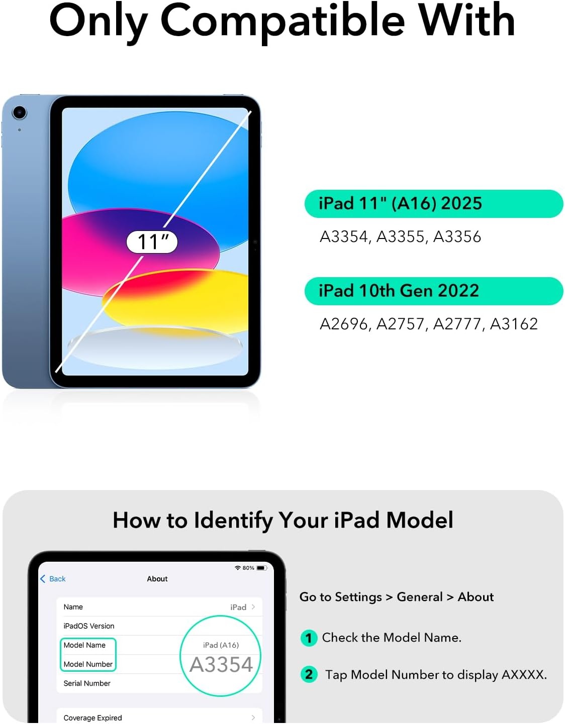 image:imageESR 2 Pack Screen Protector iPad A1610th Keyboard