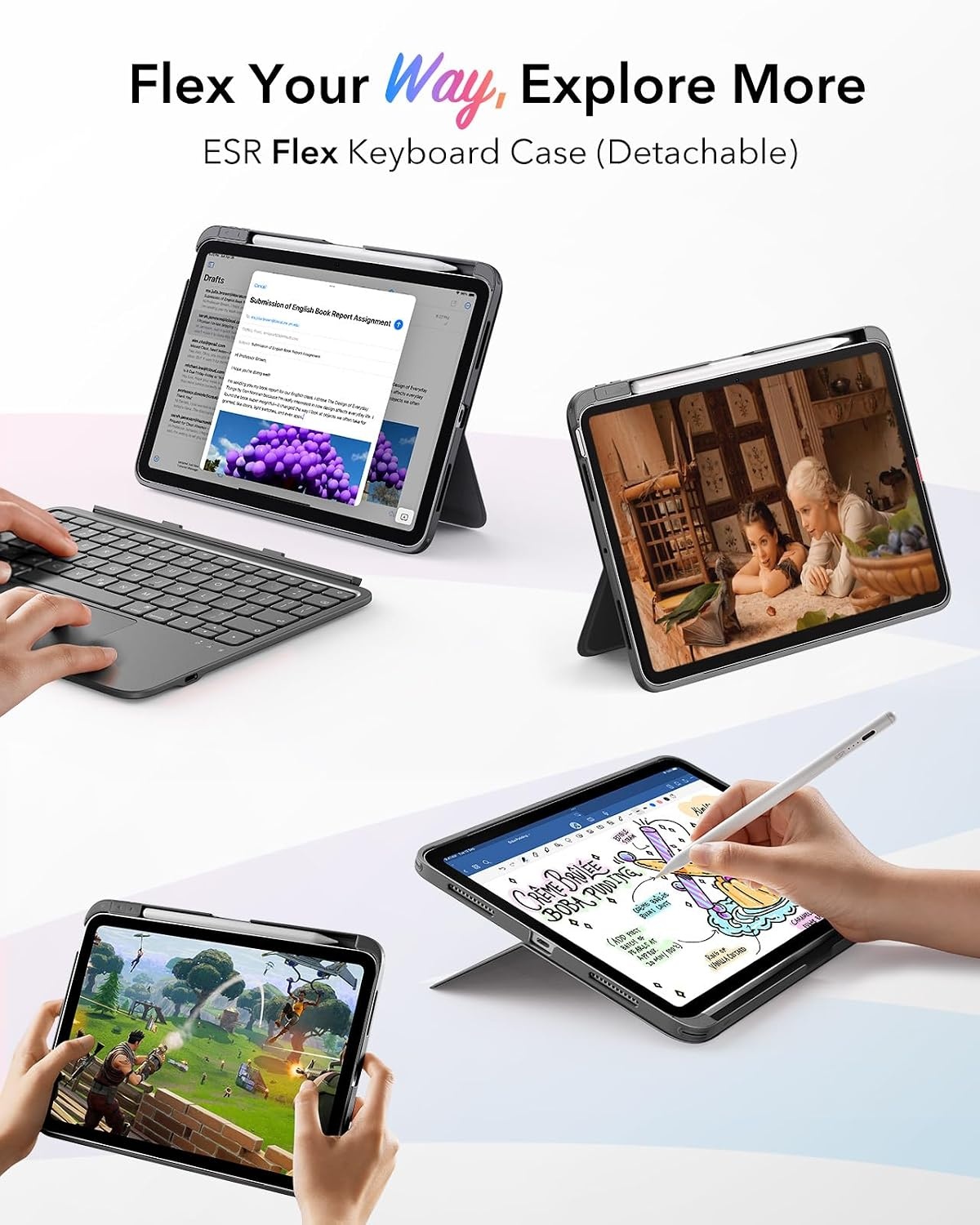 image:imageESR 2 Pack Screen Protector iPad A1610th Keyboard