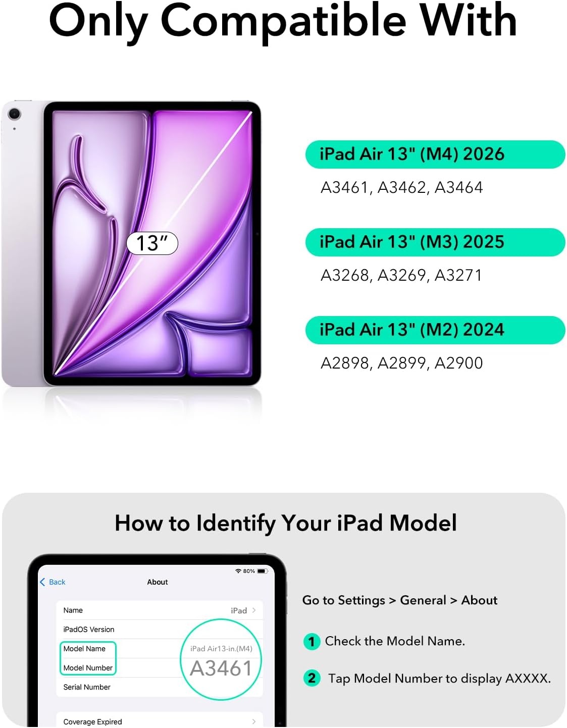 image:imageESR 2 Pack Screen Protector iPad Air 13 Keyboard