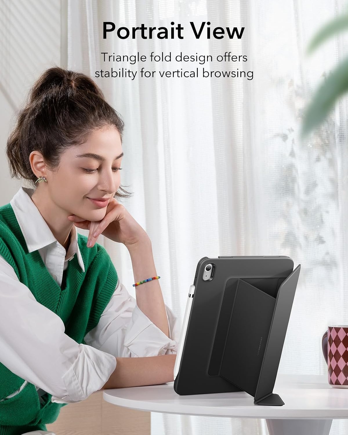 image:imageESR PaperFeel Magnetic Screen Protector for iPad A1610th Generation Case UltraStable Cover Vertical Stand Cover Flip Series Black