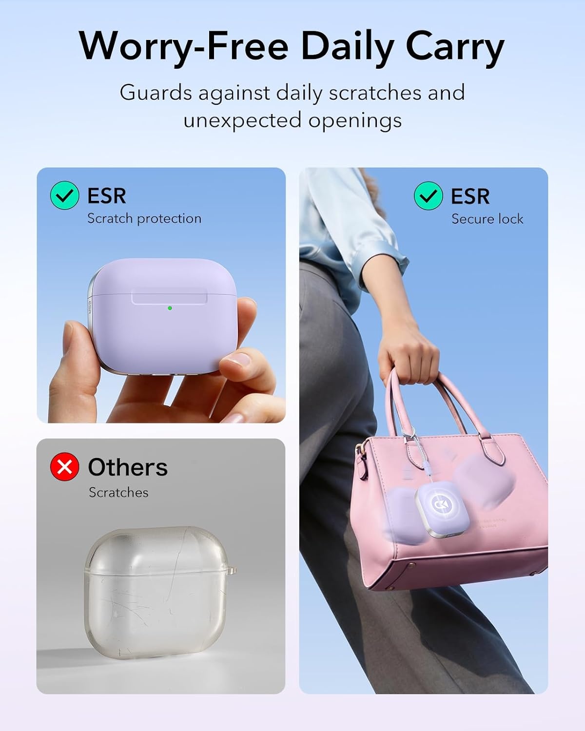 image:imageESR for AirPods 54 Gen Case Compatible with MagSafe Pulse Series BlackPurple