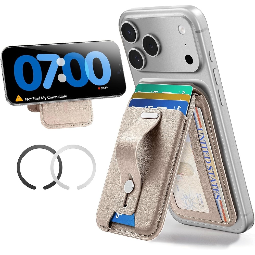 image:imageESR for MagSafe Wallet Stand Grip Black amp Desert Titanium RFID Blocking w MagSafe Ring 5 Card Holder for Phone Case Magnetic Wallet for iPhone 17e171615141312Not for Mini Selected Samsung